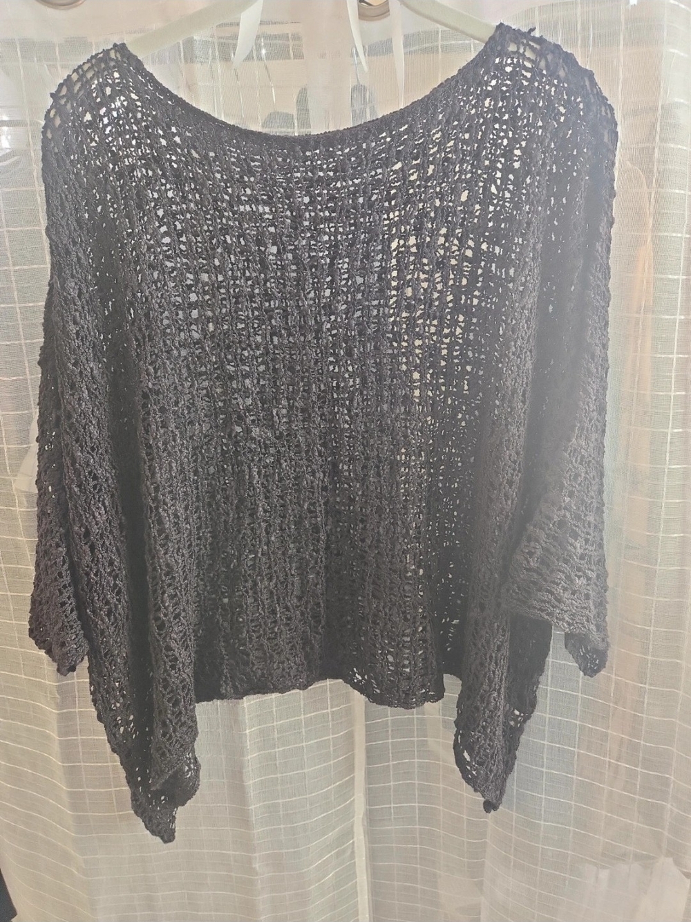 Black Open Knit Scoop-Neck Sweater - Lightweight Layer